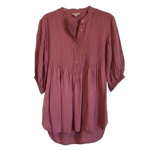 Sundance Womens Top Sz XS Pink Pintuck Boho Babydoll Puff Sleeve Lagenlook Fairy